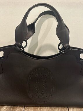 Cartier Must De Line Black Leather Top-Handle Tote with Slv  hardware, like new